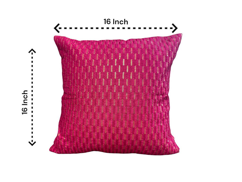 Silk Cushion or Pillow Cover with Full Sequence Design, Set of 2