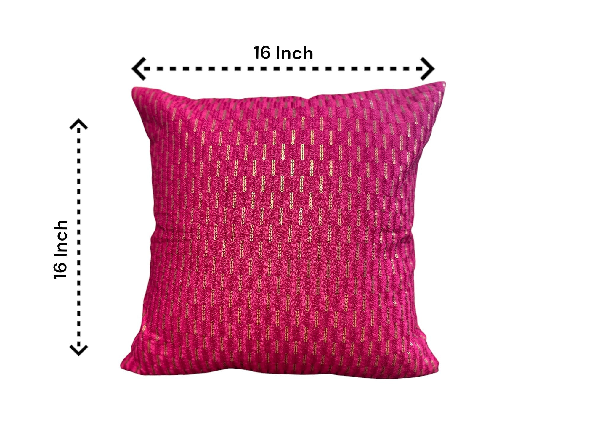 Silk Cushion or Pillow Cover with Full Sequence Design, Set of 2
