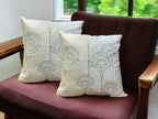 Velvet Cushion or Pillow Cover with Golden Embroidery Set of 2