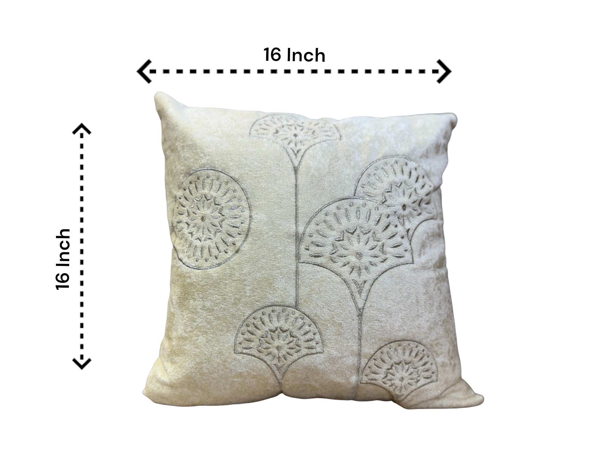 Velvet Cushion or Pillow Cover with Golden Embroidery Set of 2