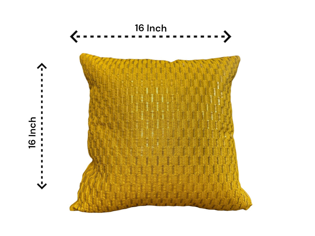 Silk Cushion or Pillow Cover with Full Sequence Design, Set of 2