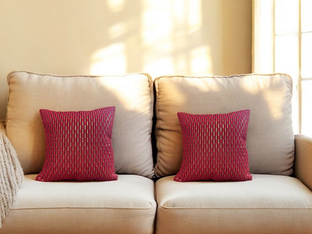 Silk Cushion or Pillow Cover with Full Sequence Design, Set of 2