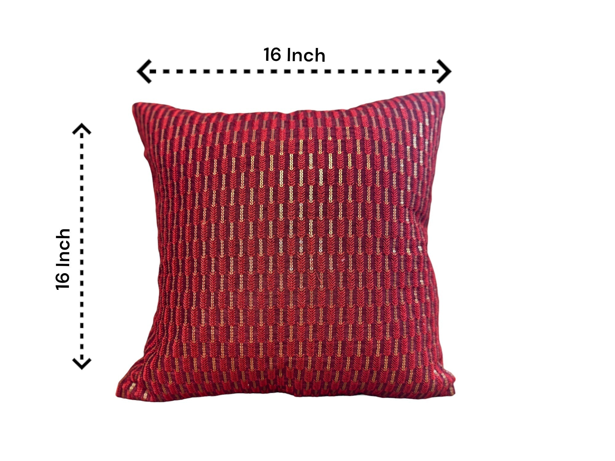 Silk Cushion or Pillow Cover with Full Sequence Design, Set of 2