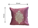 Satin Cushion or Pillow Cover with Koyari Embroidery, Set of 2