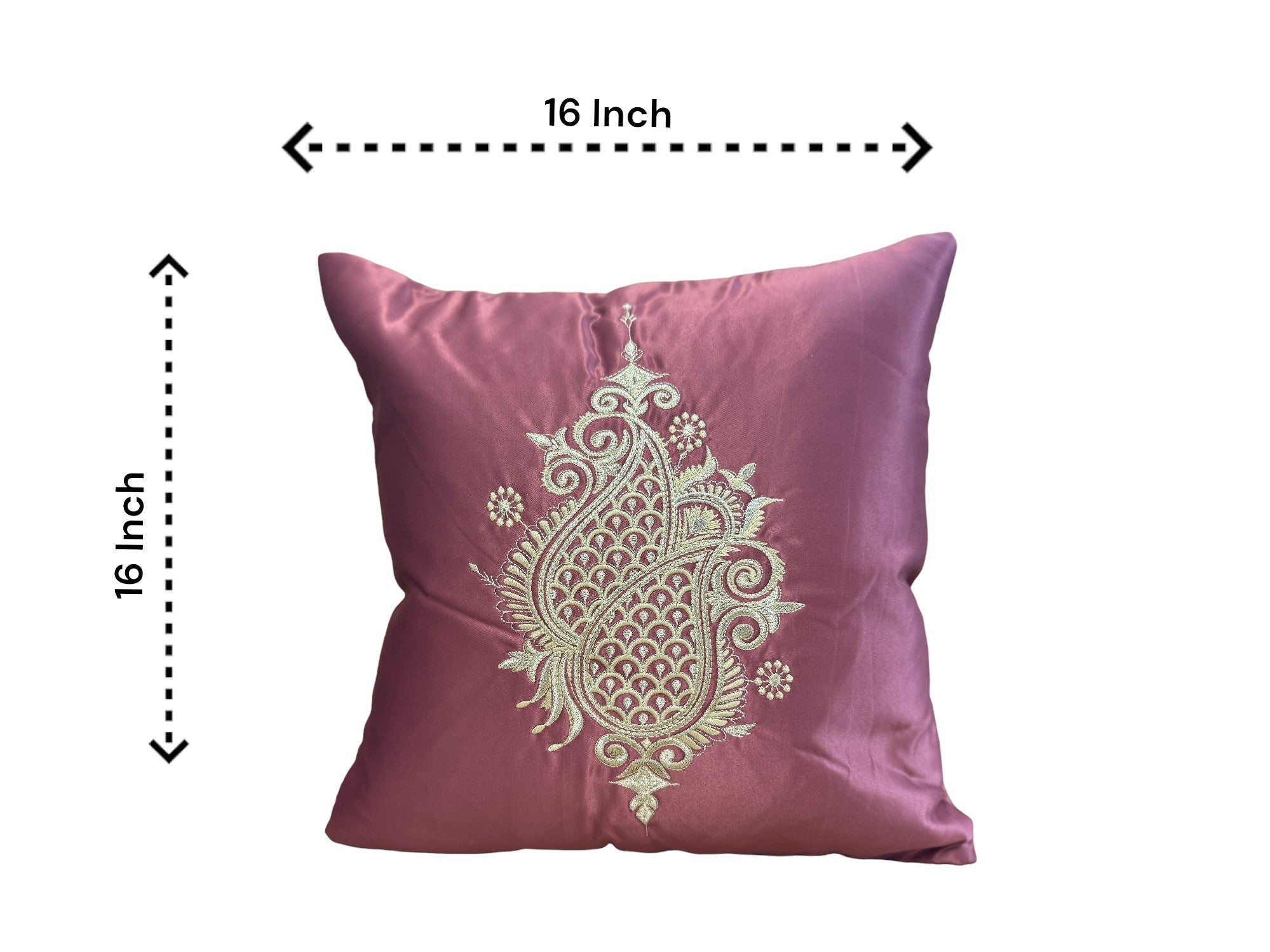 Satin Cushion or Pillow Cover with Koyari Embroidery, Set of 2
