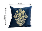 Satin Cushion or Pillow Cover with Golden & Ivory Embroidery, Set of 2
