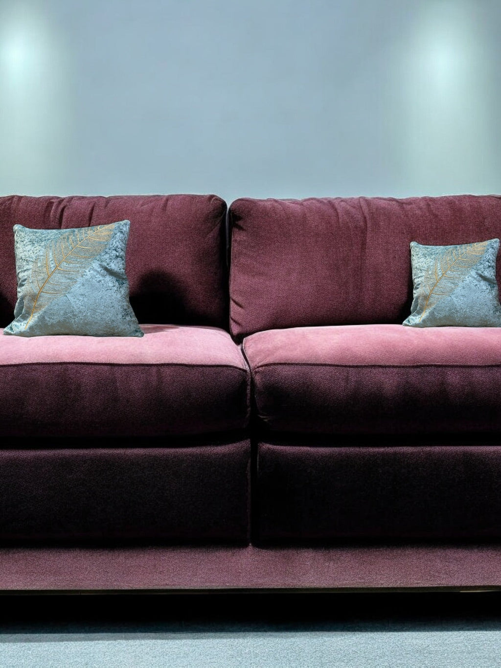 Velvet Cushion or Pillow Cover with Golden Feather Embroidery, Set of 2
