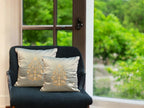 Satin Cushion or Pillow Cover with Golden Flower & Leaf, Set of 2