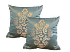 Satin Cushion or Pillow Cover with Golden & Ivory Embroidery, Set of 2