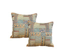 Silk Cushion or Pillow Cover with Heavy Traditional Indian Thread Work, Set of 2