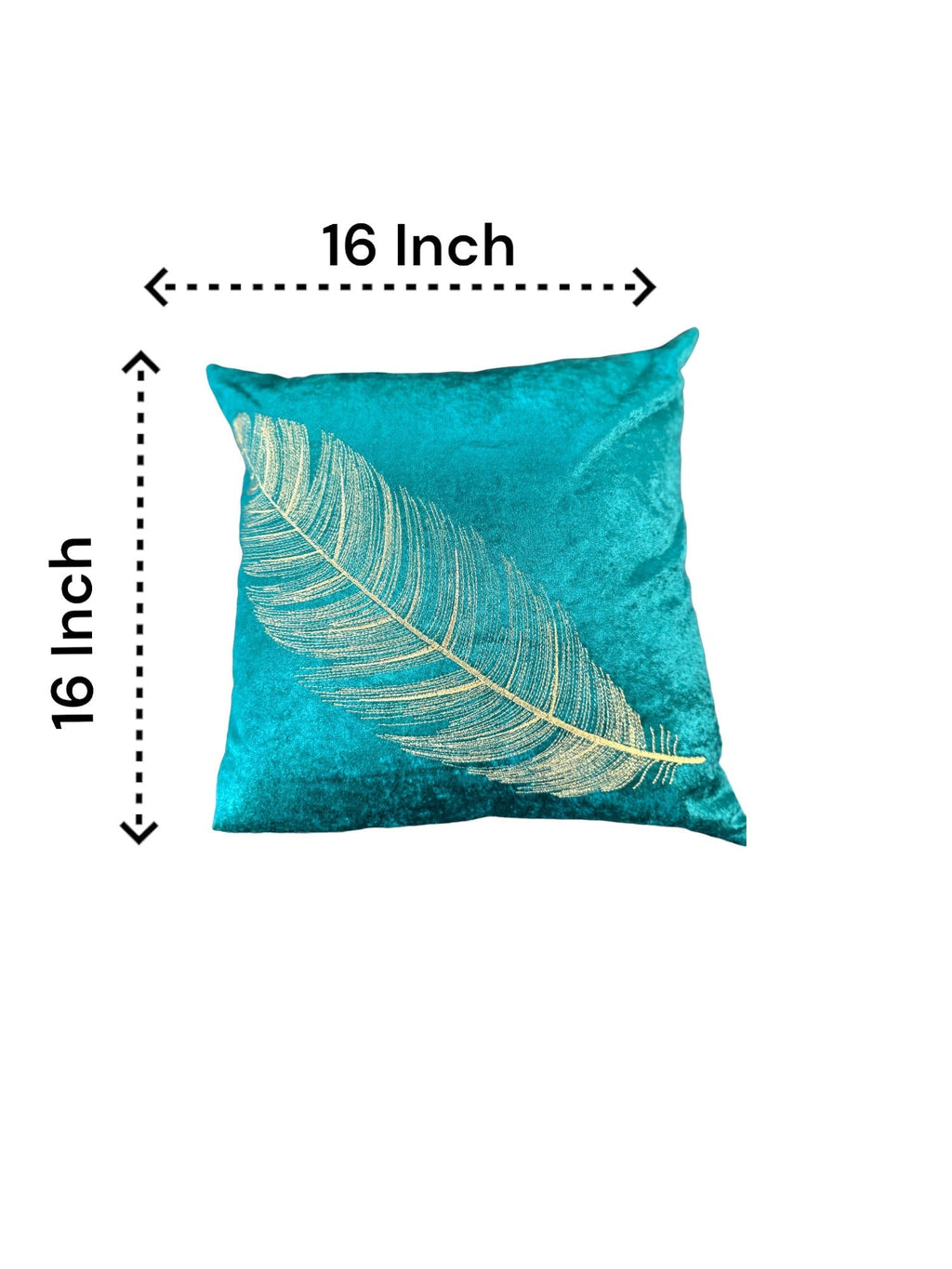 Velvet Cushion or Pillow Cover with Golden Feather Embroidery, Set of 2