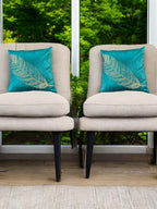 Velvet Cushion or Pillow Cover with Golden Feather Embroidery, Set of 2