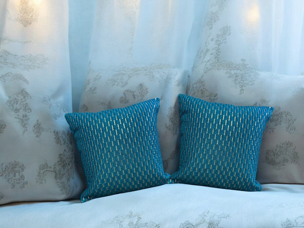 Silk Cushion or Pillow Cover with Full Sequence Design, Set of 2