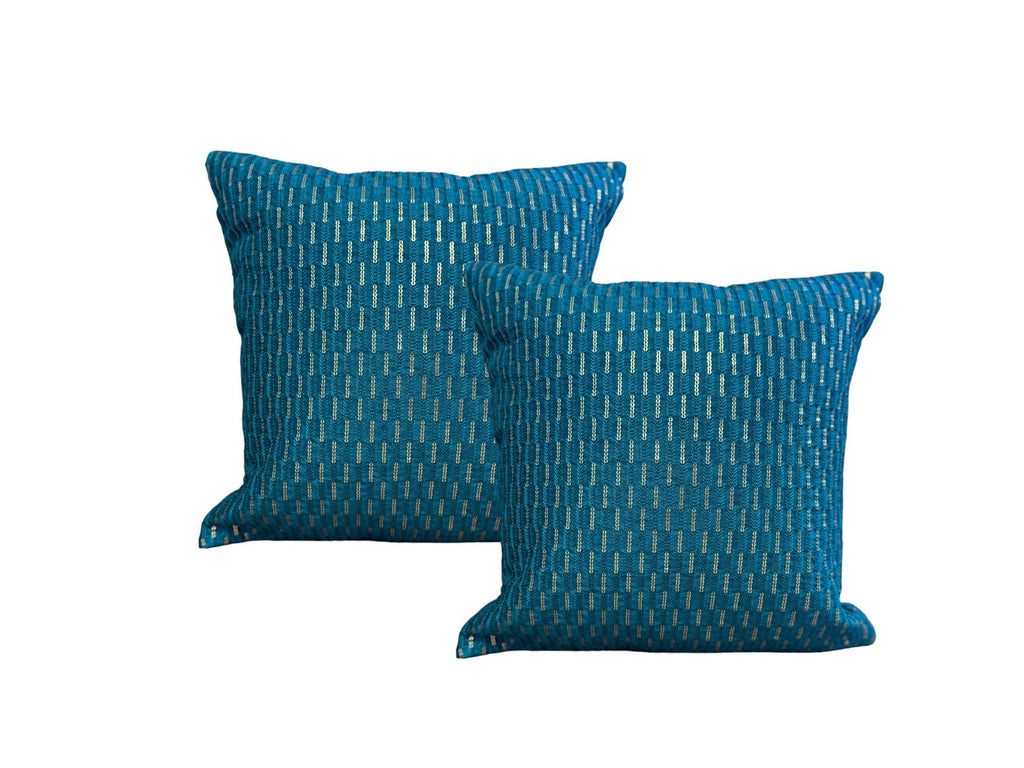 Silk Cushion or Pillow Cover with Full Sequence Design, Set of 2