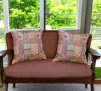 Silk Cushion or Pillow Cover with Heavy Traditional Indian Thread Work, Set of 2