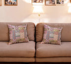 Silk Cushion or Pillow Cover with Heavy Traditional Indian Thread Work, Set of 2