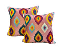 Satin Cushion or Pillow Cover with Eye Embroidery, Set of 2