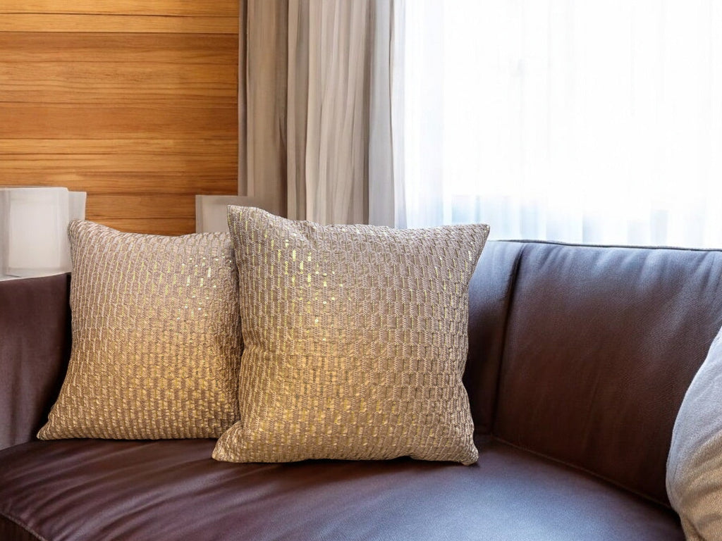 Silk Cushion or Pillow Cover with Full Sequence Design, Set of 2