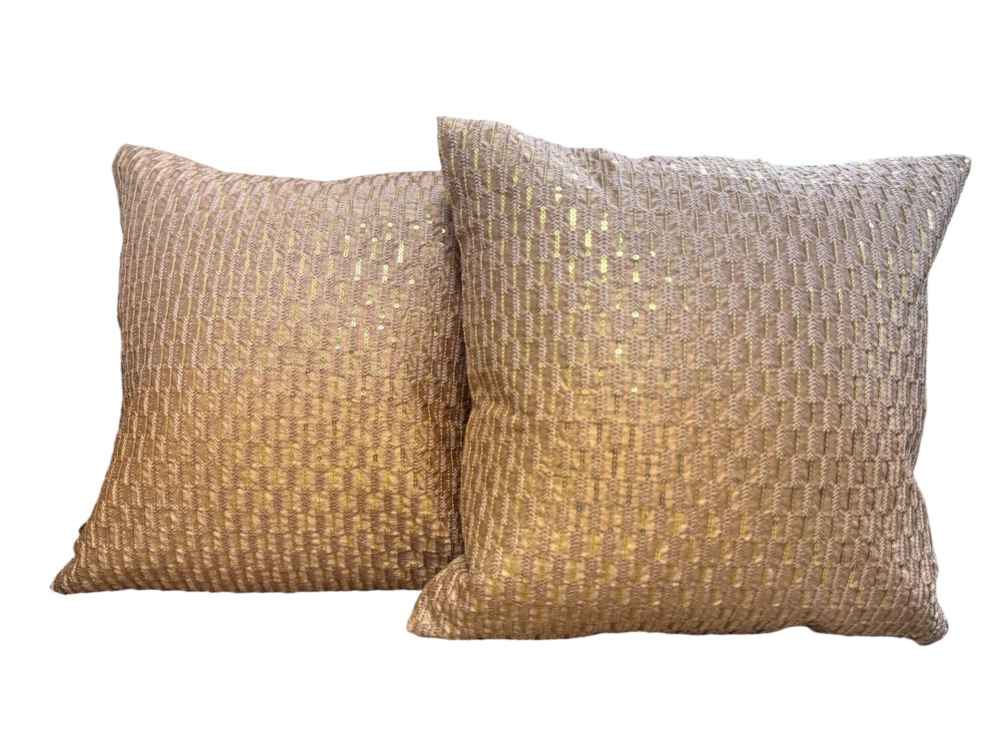 Silk Cushion or Pillow Cover with Full Sequence Design, Set of 2
