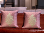 Satin Cushion or Pillow Cover with Koyari Embroidery, Set of 2