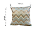 Silk Cushion or Pillow Cover with Golden Zigzag Embroidery, Set of 2