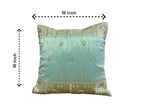 Silk Cushion or Pillow Cover with King Crown & Border Embroidery, Set of 2