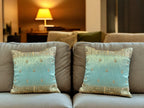 Silk Cushion or Pillow Cover with King Crown & Border Embroidery, Set of 2