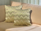 Silk Cushion or Pillow Cover with Golden Zigzag Embroidery, Set of 2