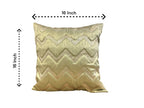 Silk Cushion or Pillow Cover with Golden Zigzag Embroidery, Set of 2