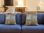 Silk Cushion or Pillow Cover with Heavy Traditional Indian Thread Work, Set of 2