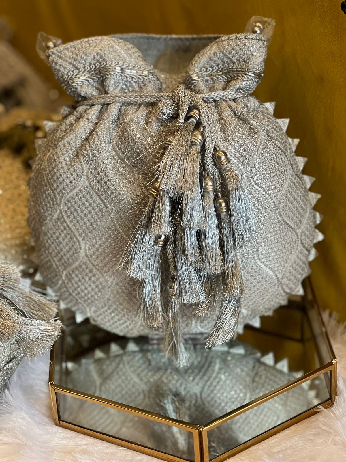 Heavy Sequin Potli Bag with Thread Embroidery
