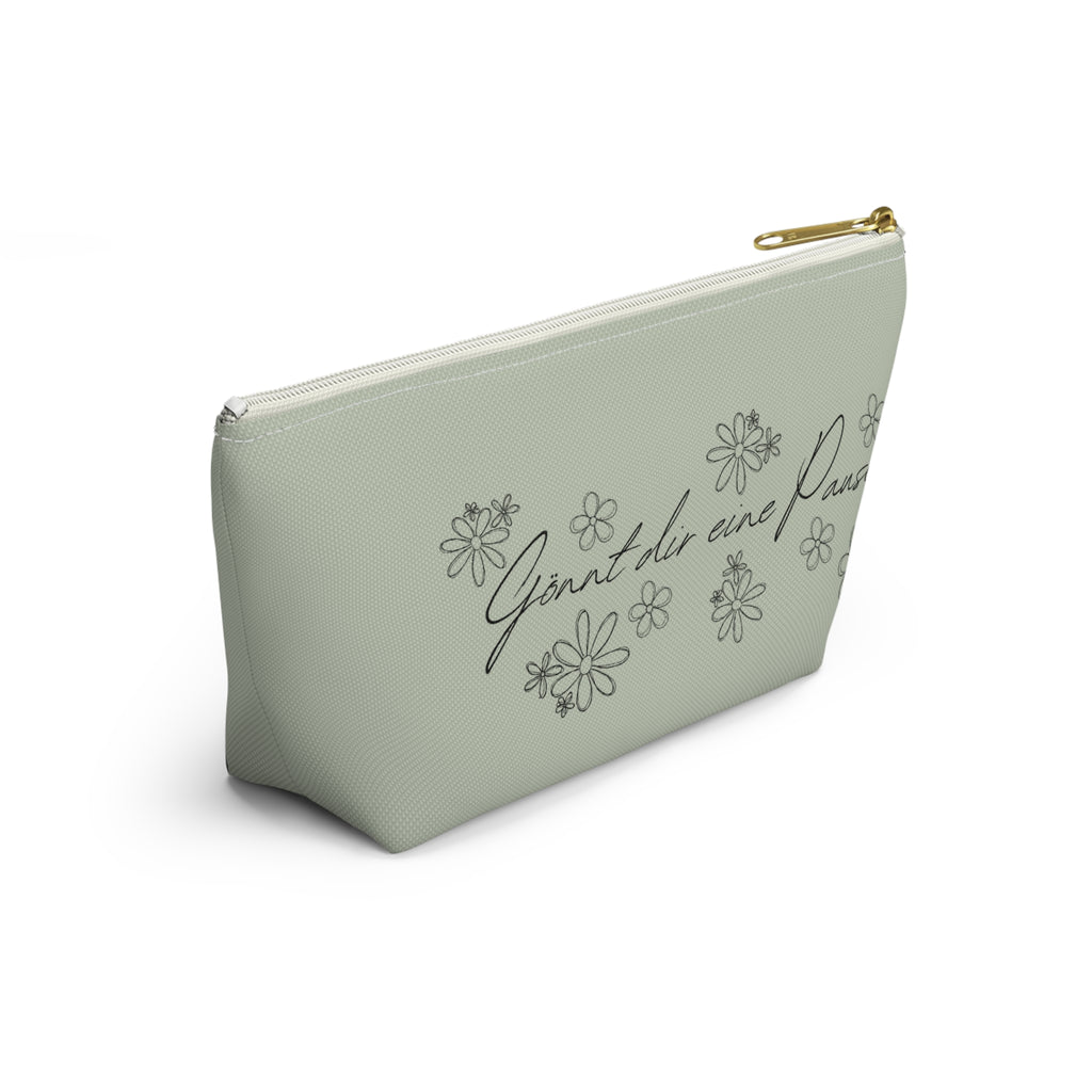 German mental health Accessory Pouch "Gönnt dir eine Pause" (Give yourself a break) Floral Makeup Bag, geschenk