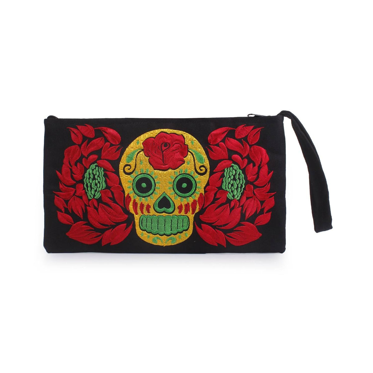 Culturas Embroidered Sugar Skull Wristlet - Thailand