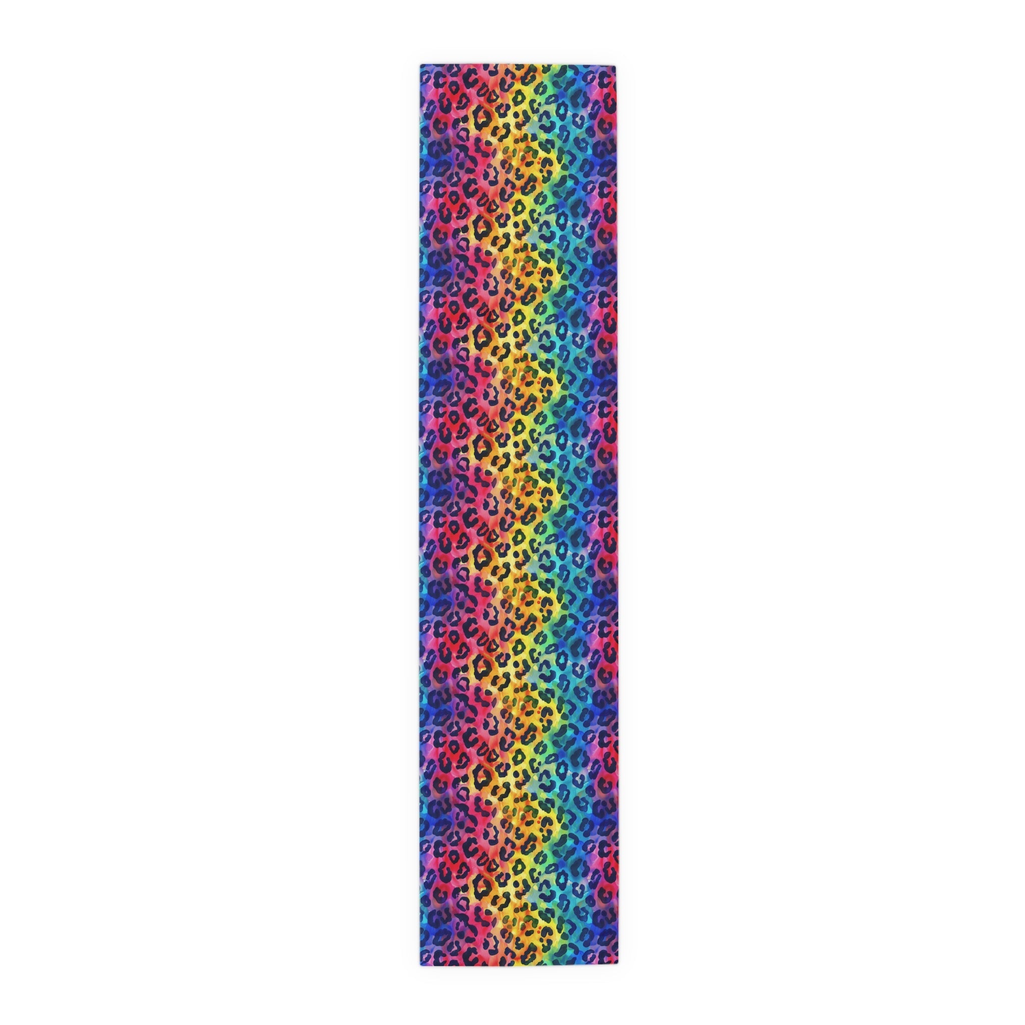 Bespattered Facade Rainbow Watercolor Leopard Table Runner (2 sizes)