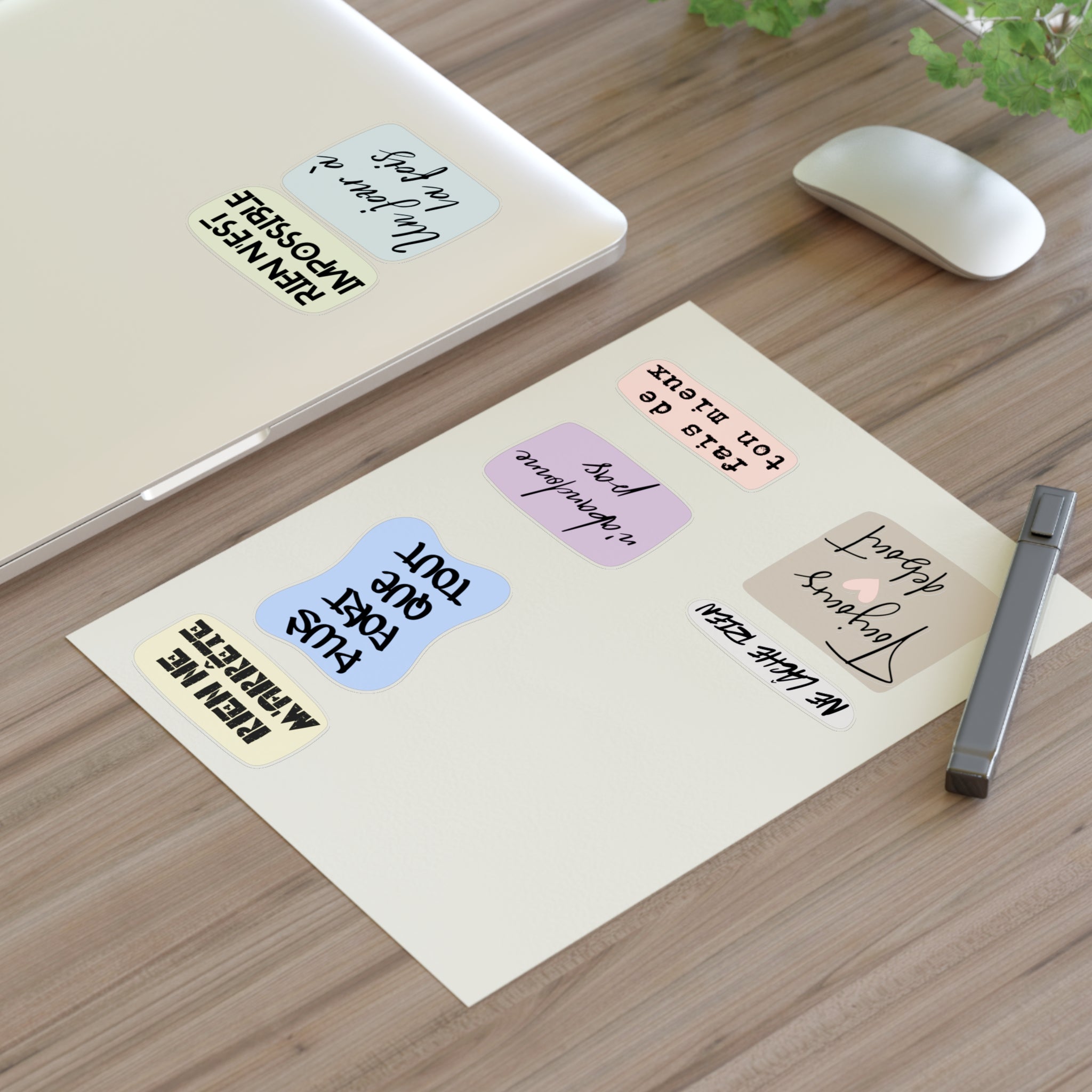 French Motivational Phrase Sticker Sheets | Pastel Quote Stickers