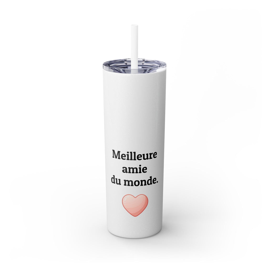 Meilleure amie du monde Skinny Tumbler with Straw, 20oz