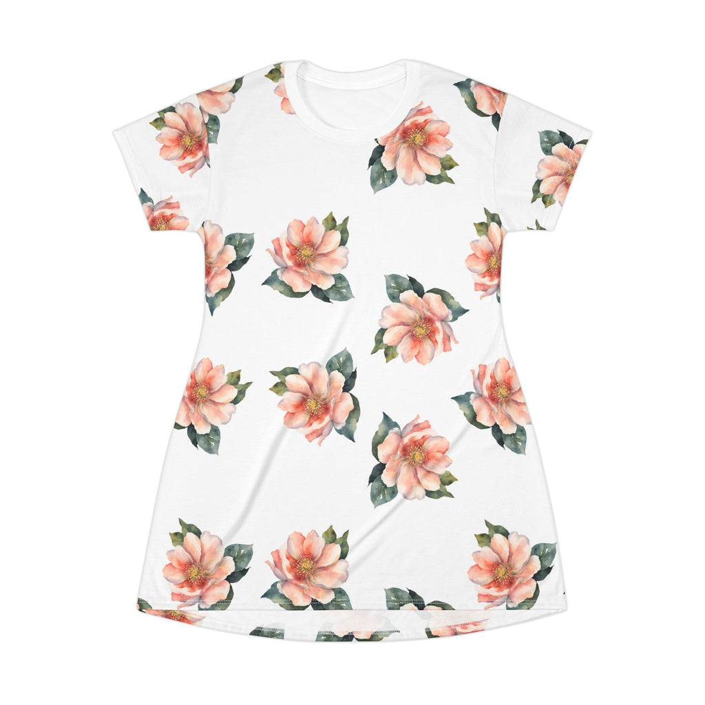 Pink watercolor flowers t-shirt dress