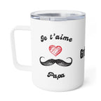 Custom Je t'aime Papa Insulated Coffee Mug, 10oz by Printify