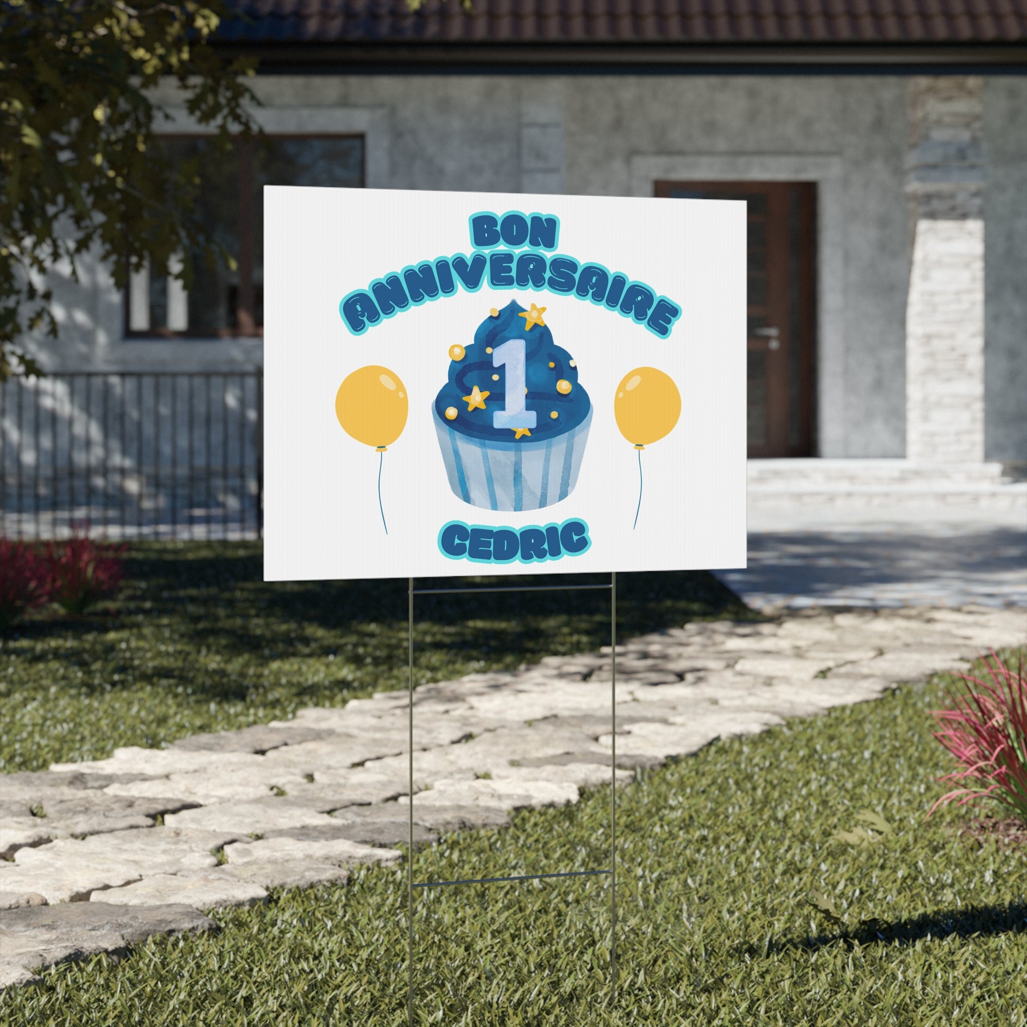 Bon Anniversaire Customized Birthday Yard Sign