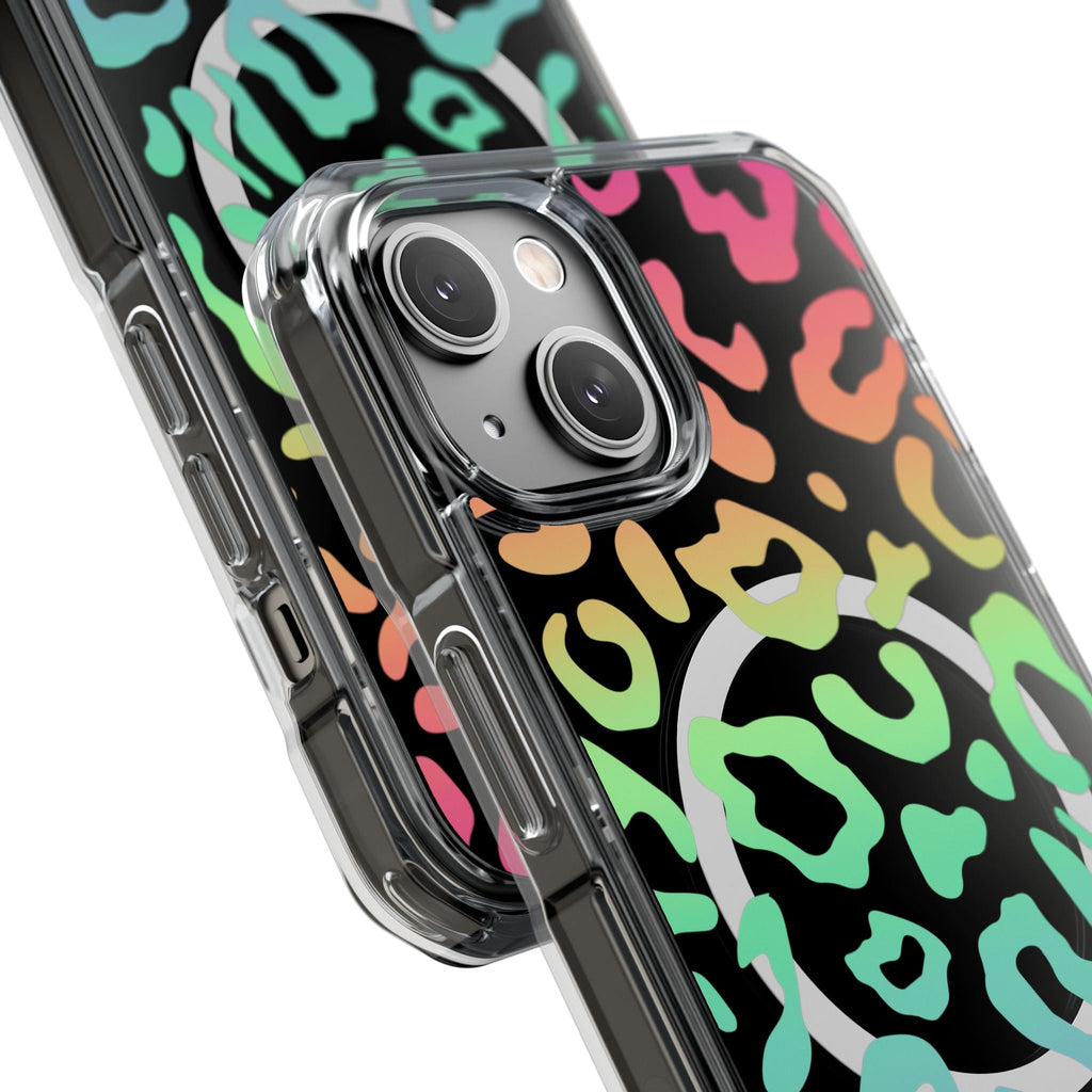 Bespattered Facade Bright Rainbow Leopard MagSafe Clear Impact Case