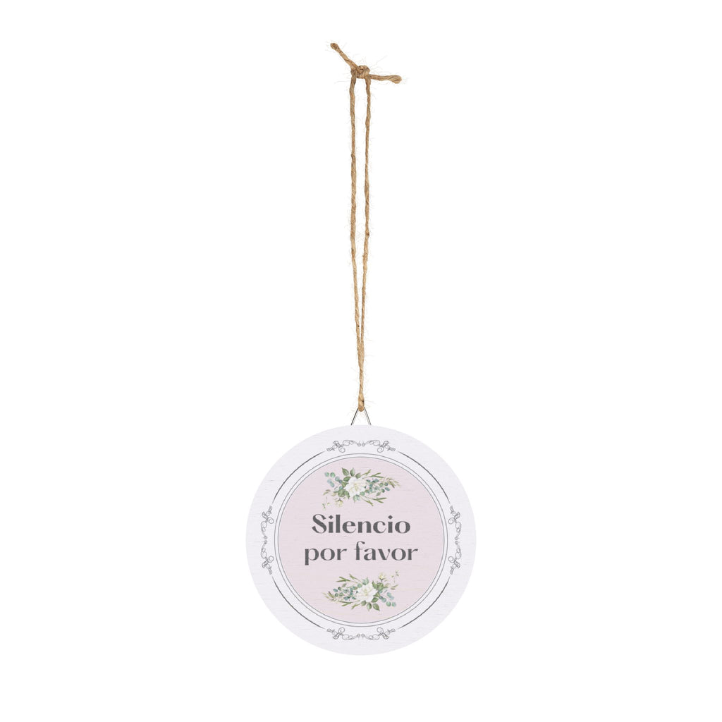 Silencio por favor hanging wooden wall sign