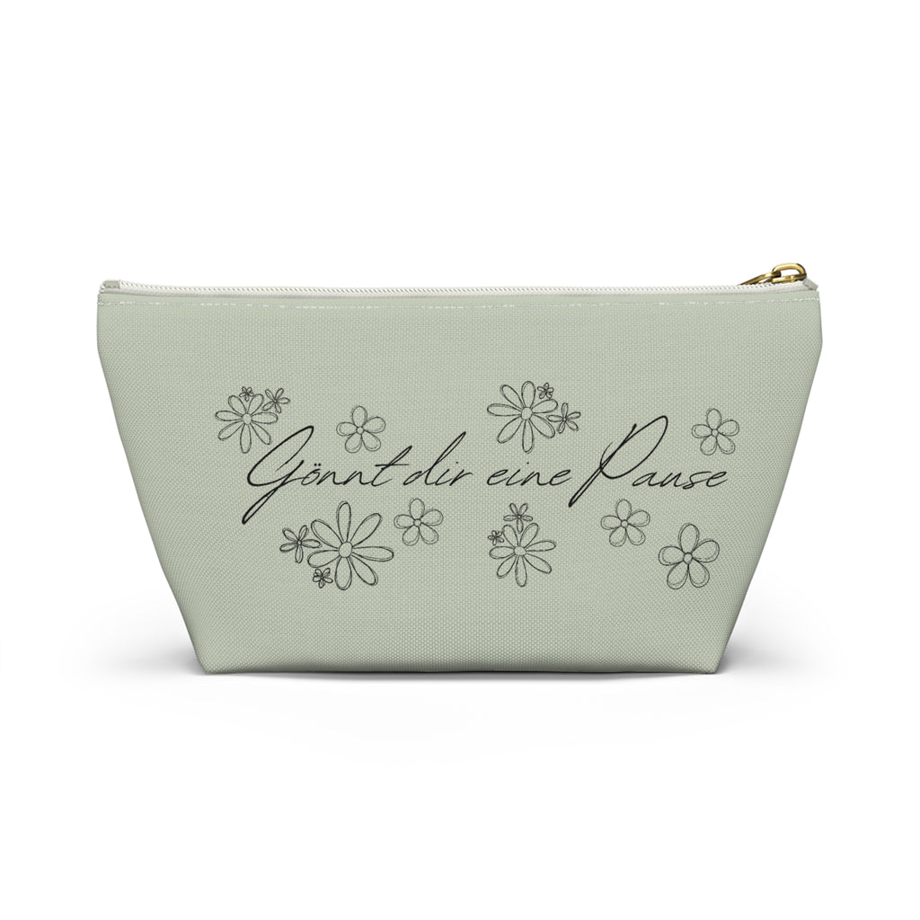 German mental health Accessory Pouch "Gönnt dir eine Pause" (Give yourself a break) Floral Makeup Bag, geschenk