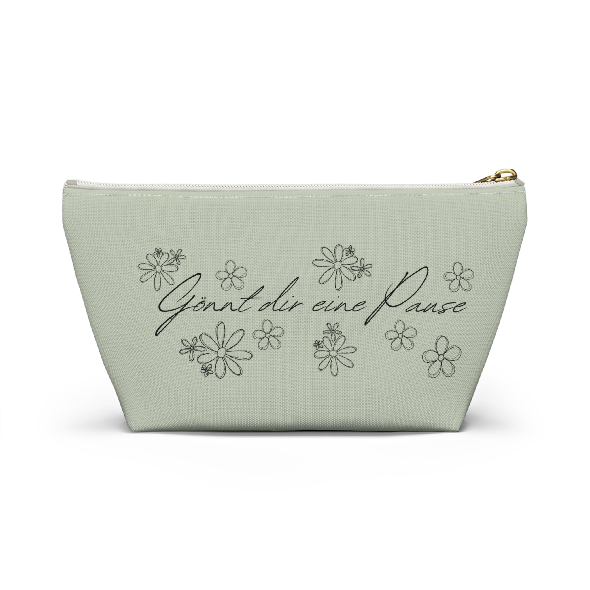 German mental health Accessory Pouch "Gönnt dir eine Pause" (Give yourself a break) Floral Makeup Bag, geschenk