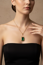 Green Czech crystal necklace
