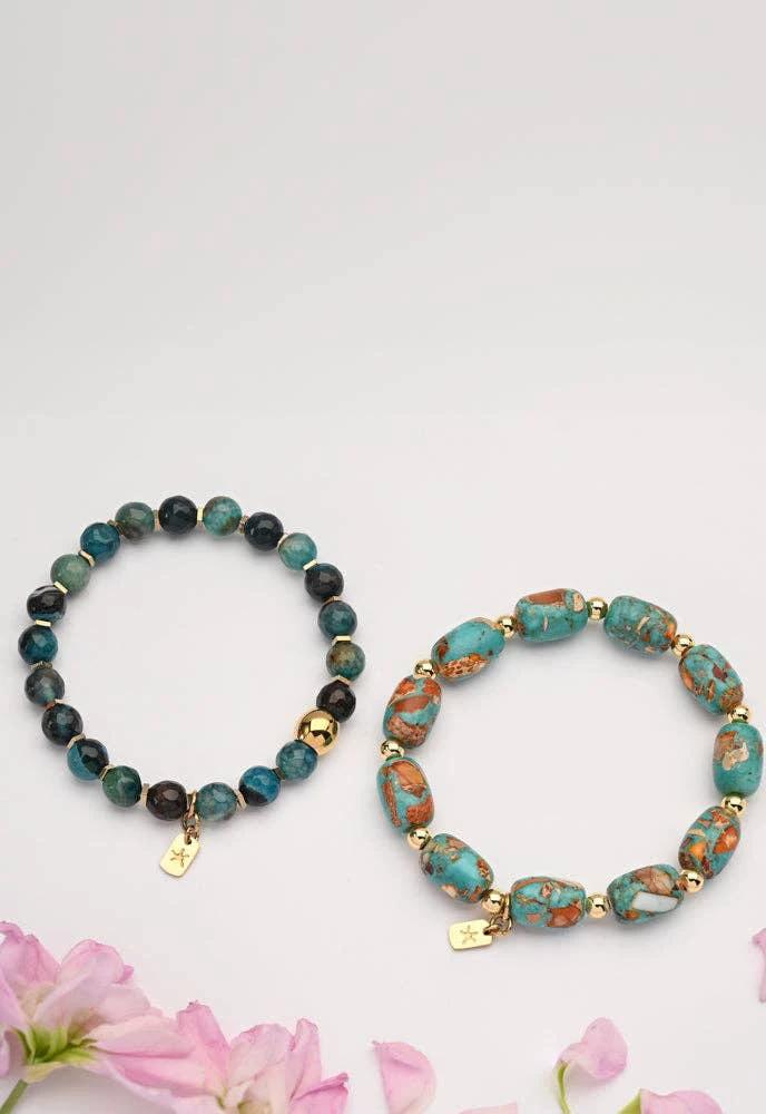 Ewa Beaded Green Agate Bracelet by Ethical Trade Co