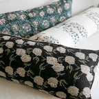 Maria Linen Floral Throw Pillow Cover, Noir by White Cliff Studio