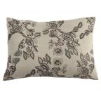 Mira Linen Floral Throw Pillow Cover, Teal by White Cliff Studio