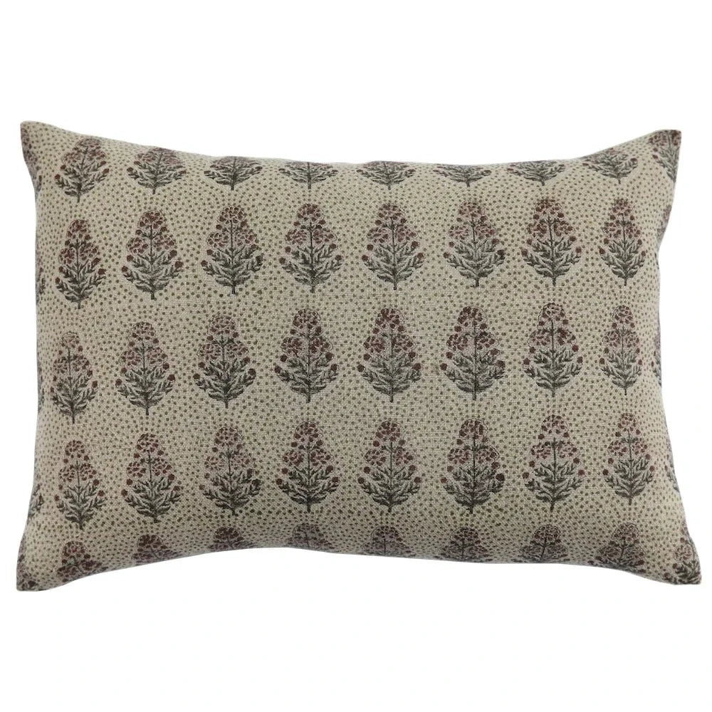 Padma Linen Floral Throw Pillow Cover, Ruby by White Cliff Studio