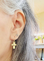 Artisan Cross Earrings, handmade in gold or silver