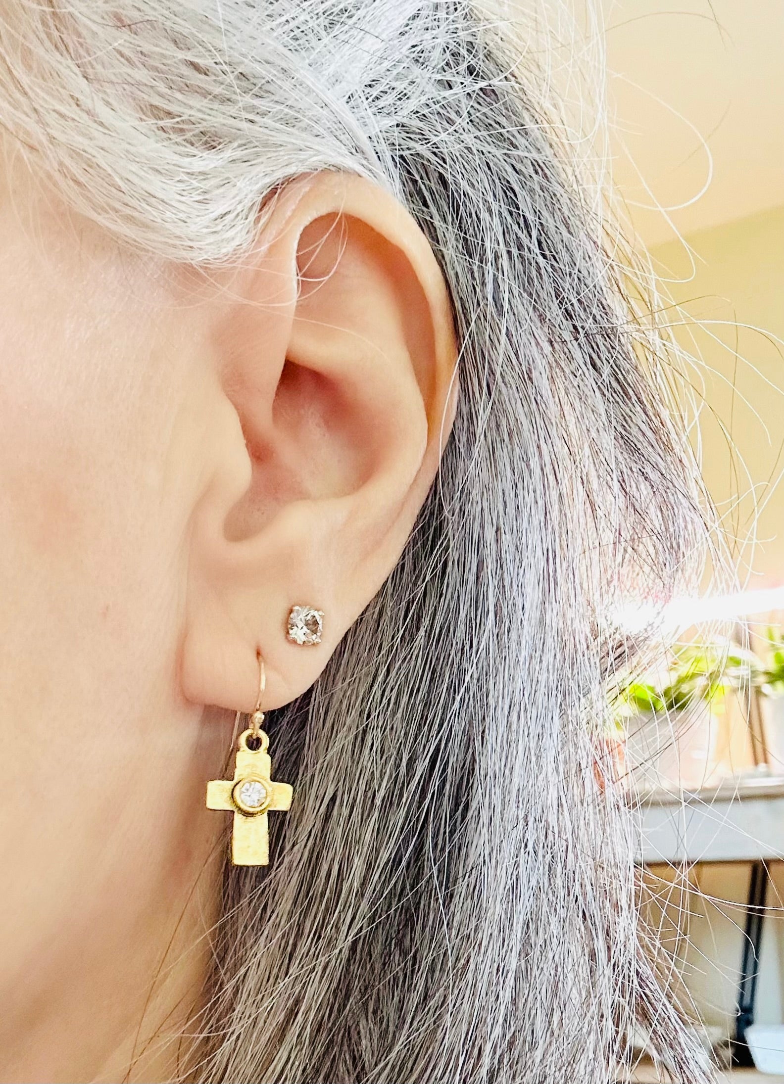 Artisan Cross Earrings, handmade in gold or silver